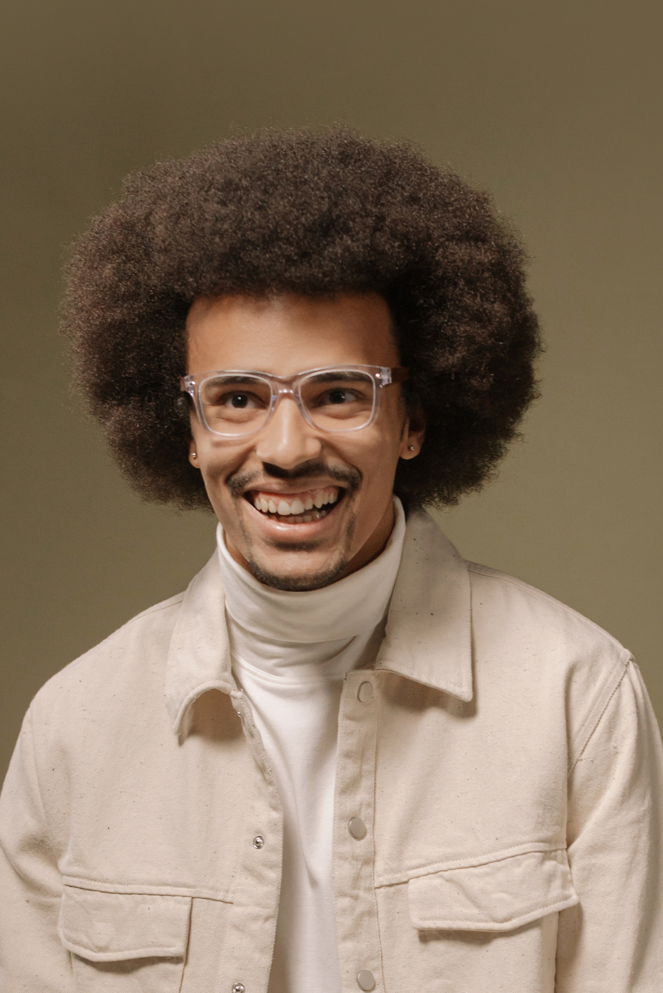 Man Wearing a Turtleneck Shirt